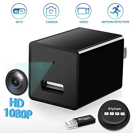 WiFi Mini Charger Spy Camera 1080p Full HD – Hidden Wall Charger Security Cam with Live View, Motion Detection, Night Vision &amp; Remote Monitoring, iOS &amp; Android App