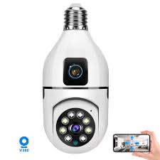 Dual Lens WiFi Bulb Camera 1080p Full HD – 360° Panoramic Security Camera with Night Vision, Motion Detection &amp; V380 Pro App, E27 Screw Fit, Indoor Live View Cam