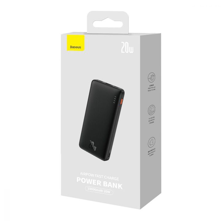 Baseus Airpow 10000mAh 20W Power Bank – Fast Charge Portable Charger, Black