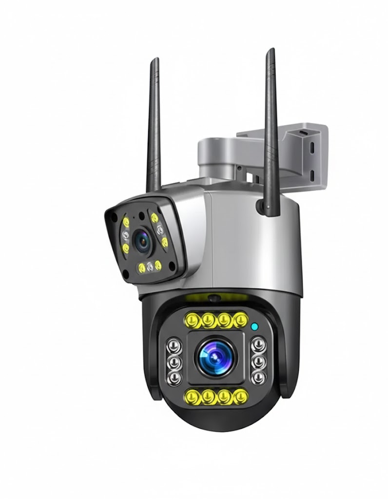 SPZ-702 Dual Lens WiFi Outdoor Camera 4MP – Color Night Vision &amp; V380 Pro App