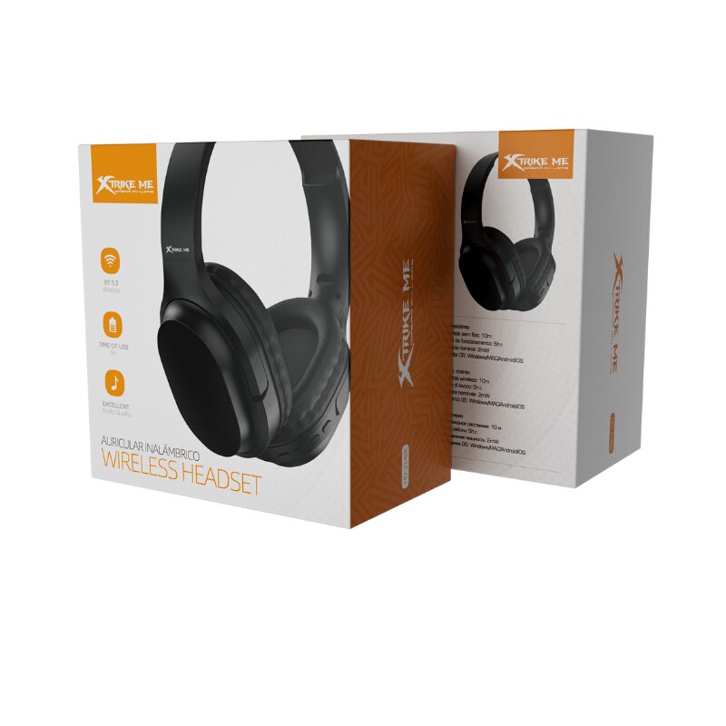XTRIKE ME HD-214 BK Wireless Bluetooth 5.3 Foldable Over-Ear Headphones – Hi-Fi Stereo Headset with Built-in Microphone