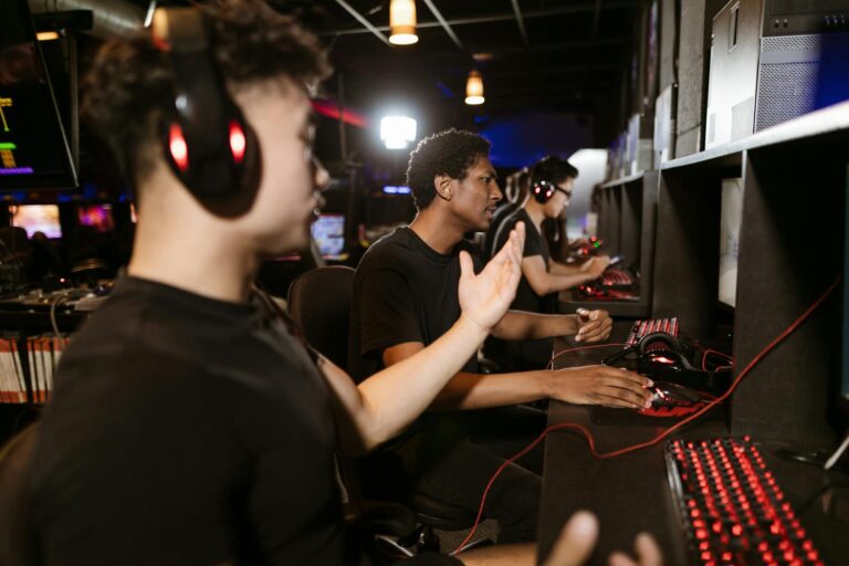 men playing computer games